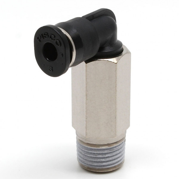Đầu Nối Nhanh Khí Nén Dạng Cong 90° Ren Ngoài (Dài) Pisco PLL3-01M
