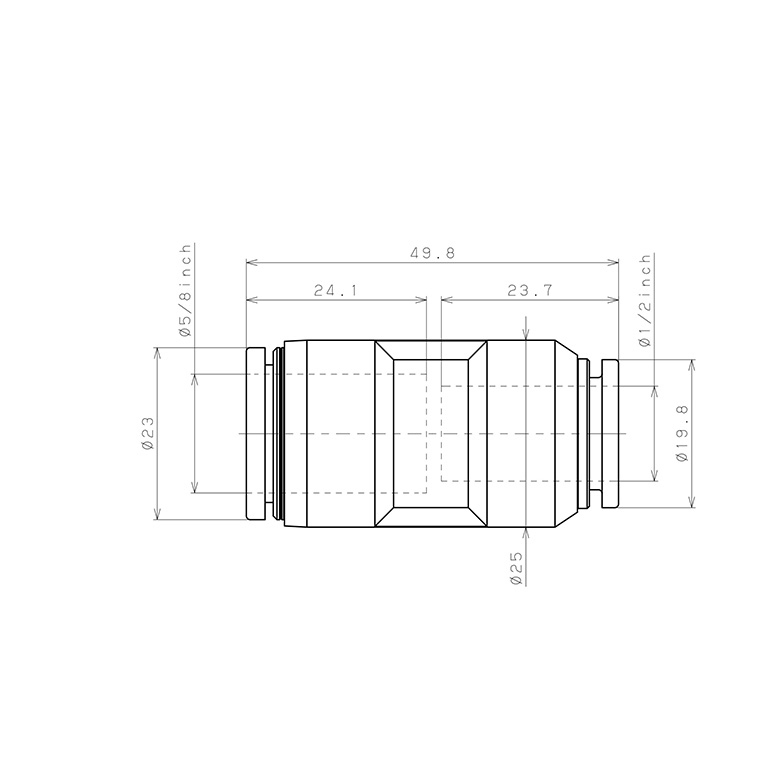 Bản vẽ kỹ thuật Đầu Nối Nhanh Khí Nén Dạng Nối Giẩm Pisco PG5/8-1/2-C