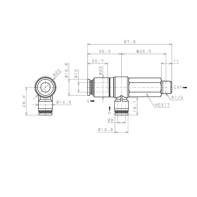 Bản vẽ kỹ thuật Bộ Tạo Chân Không Dòng VRL Pisco VRL100-100802