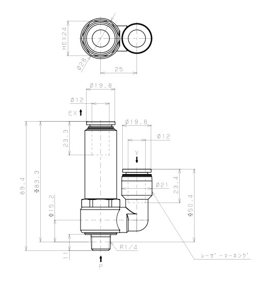 Bản vẽ kỹ thuật Bộ Tạo Chân Không Dòng VH - VS Pisco VSL20-1202J