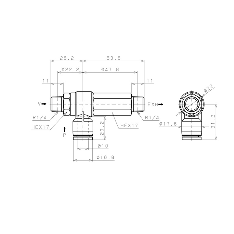 Bản vẽ kỹ thuật Bộ Tạo Chân Không Dòng VRL Pisco VRL100-021002