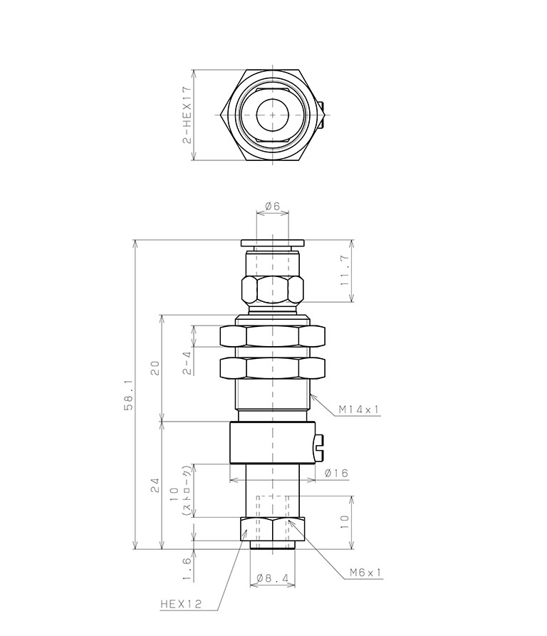 Bản vẽ kỹ thuật Bộ Nấm Hút Chân Không Và Giá Đỡ, Nitrile, O.D 20 mm, Pisco VPC20-10BN-6J