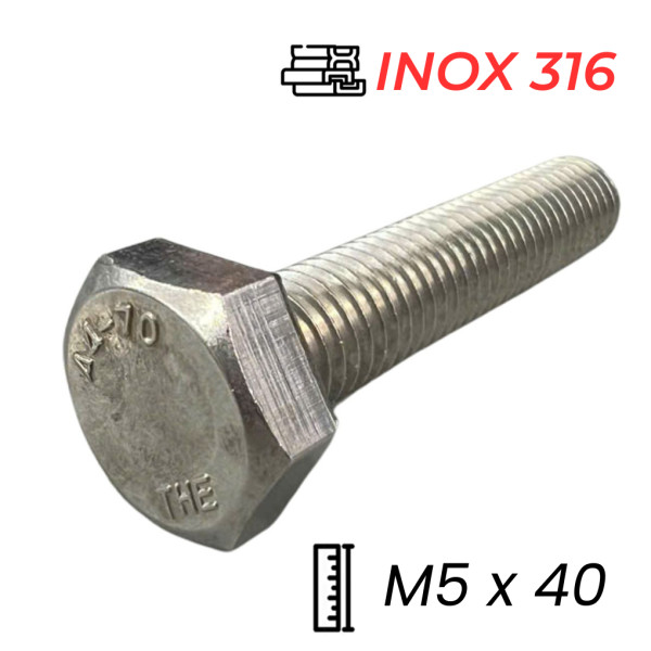 Bulong Inox 316 DIN933 M5x40