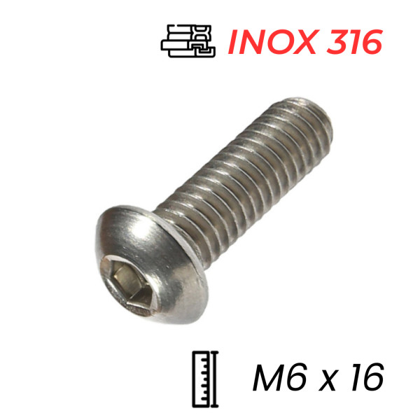 Lục Giác Chìm Mo Inox 316 ISO7380 M6x16