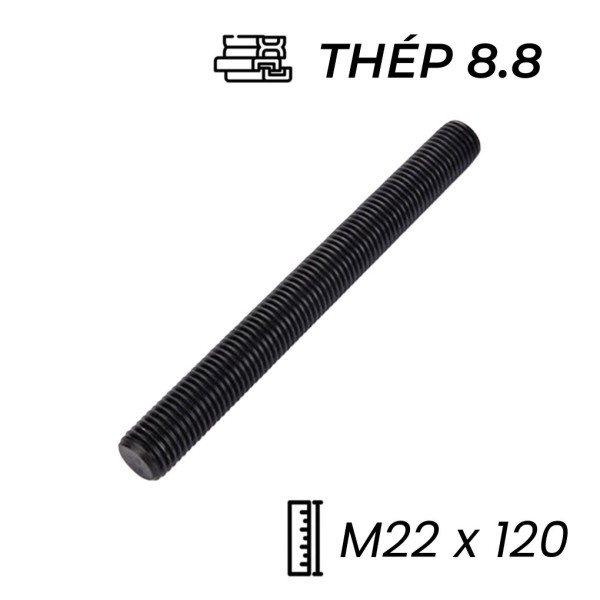 Guzong Thép Đen 8.8 M22x120