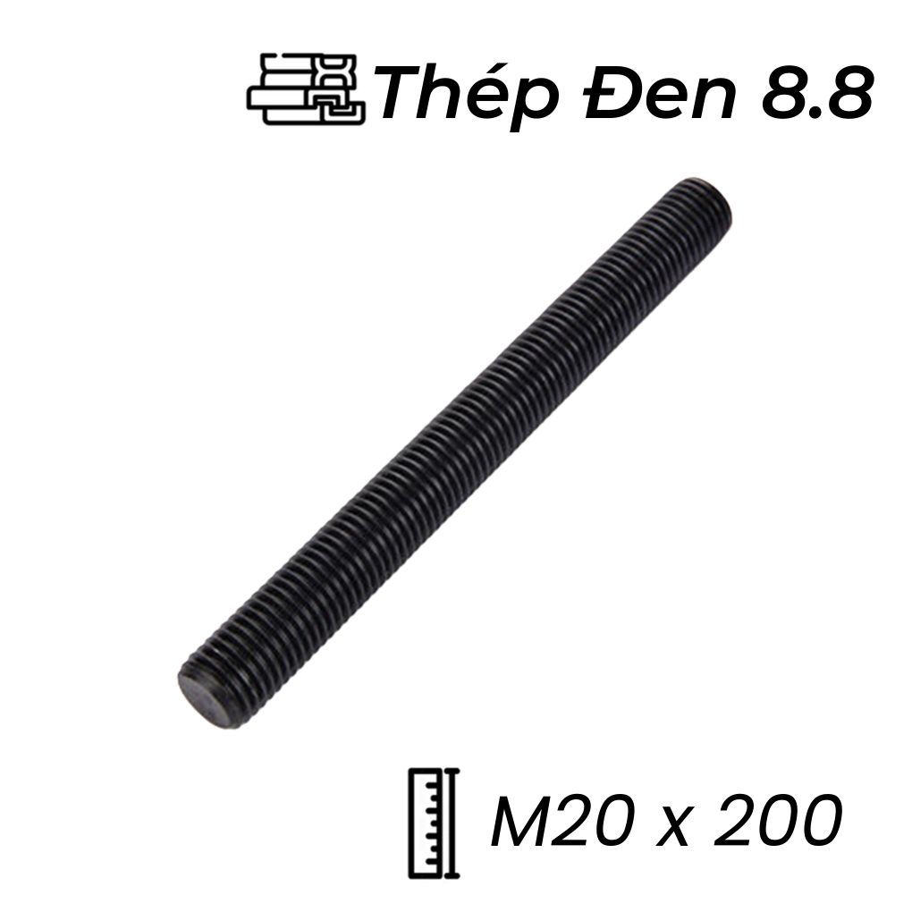 Guzong Thép Đen 8.8 M20x200