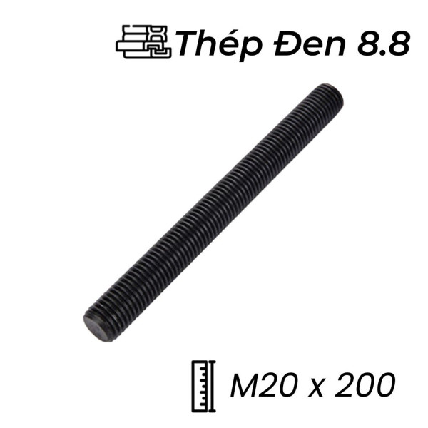 Guzong Thép Đen 8.8 M20x200