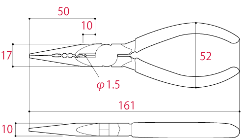 Bản vẽ kỹ thuật Kìm Mỏ Nhọn Đa Năng Có Lò Xo 161mm Tsunoda KRP-150S