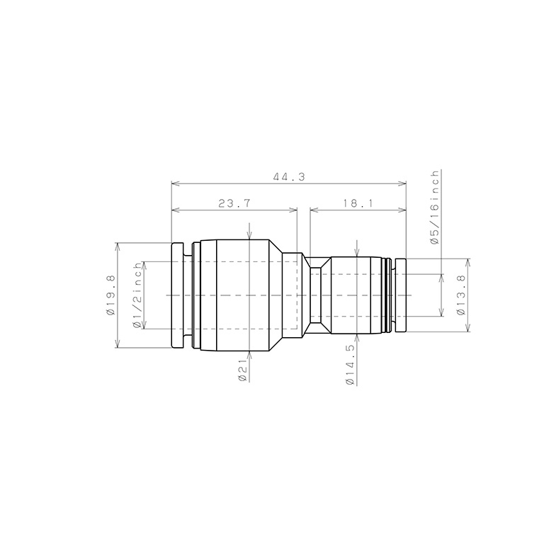 Bản vẽ kỹ thuật Đầu Nối Nhanh Khí Nén Dạng Nối Giẩm Pisco PG1/2-5/16