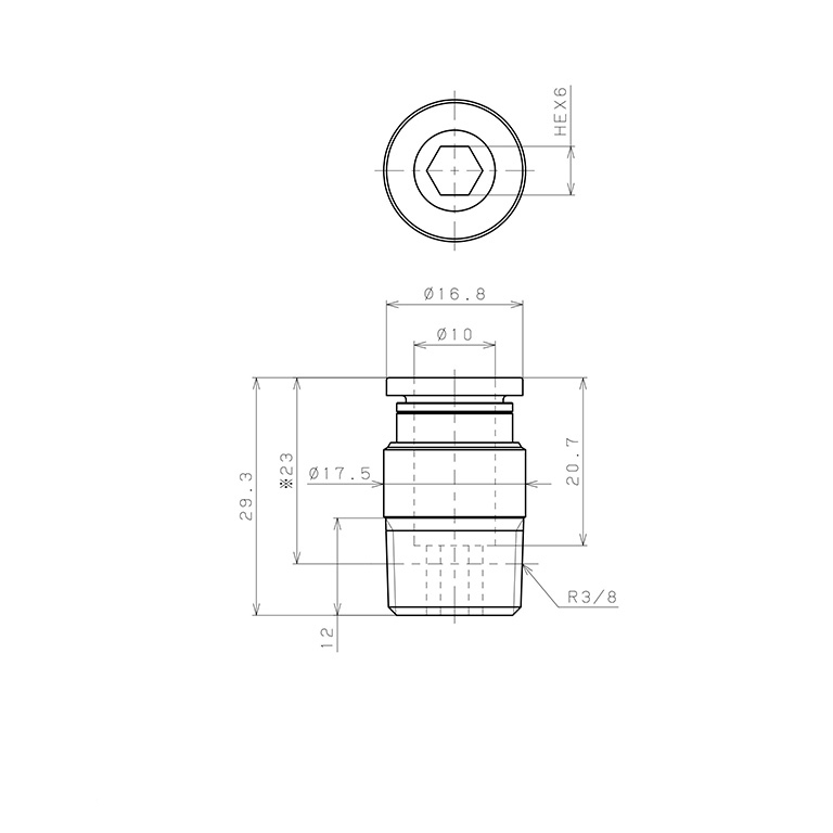 Bản vẽ kỹ thuật Đầu Nối Nhanh Khí Nén Dạng Thẳng Ren Ngoài Pisco POC10-03-C