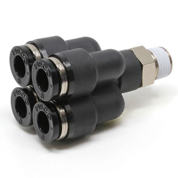 Đầu Nối Nhanh Khí Nén Dạng Chữ Y Bốn Nhánh Ren Ngoài Pisco PRX1/4-N1U
