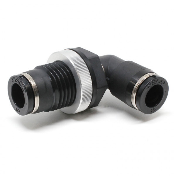 Đầu Nối Nhanh Khí Nén Cong 90° Ren Ngoài Lắp Kẹp Vách Pisco PML10-UC