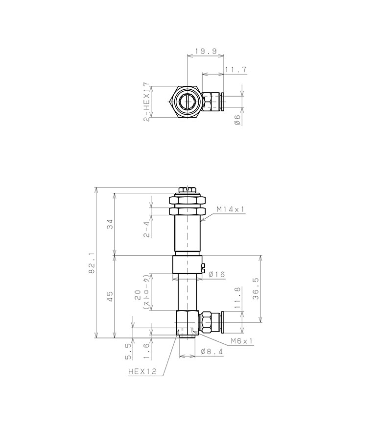 Bản vẽ kỹ thuật Bộ Nấm Hút Chân Không Và Giá Đỡ, Nitrile, O.D 50 mm, Pisco VPD50-20BN-6J