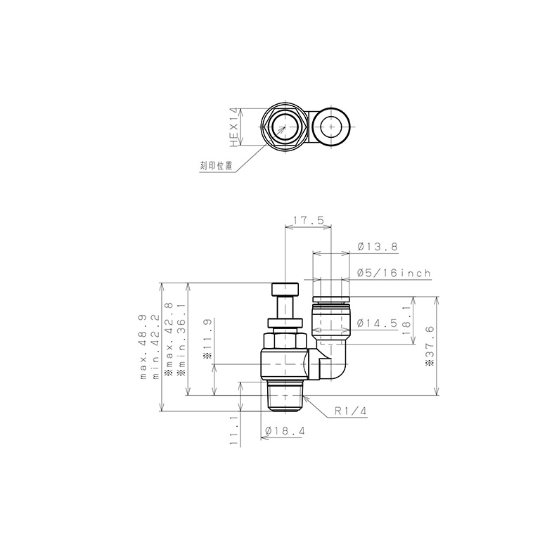 Bản vẽ kỹ thuật Van Tiết Lưu Khí Nén Pisco JSS5/16-02A