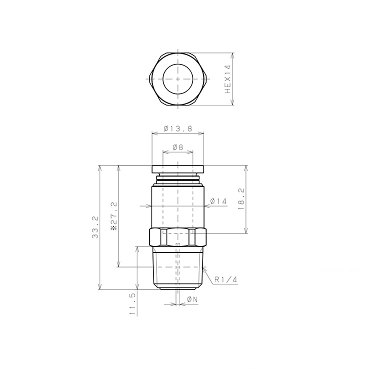 Bản vẽ kỹ thuật Van Lưu Lượng Cố Định Pisco JKC8-02A0.9