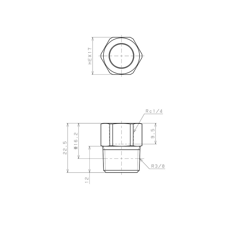 Bản vẽ kỹ thuật Đầu Nối Ren Đực Cái Pisco PF03-02-C