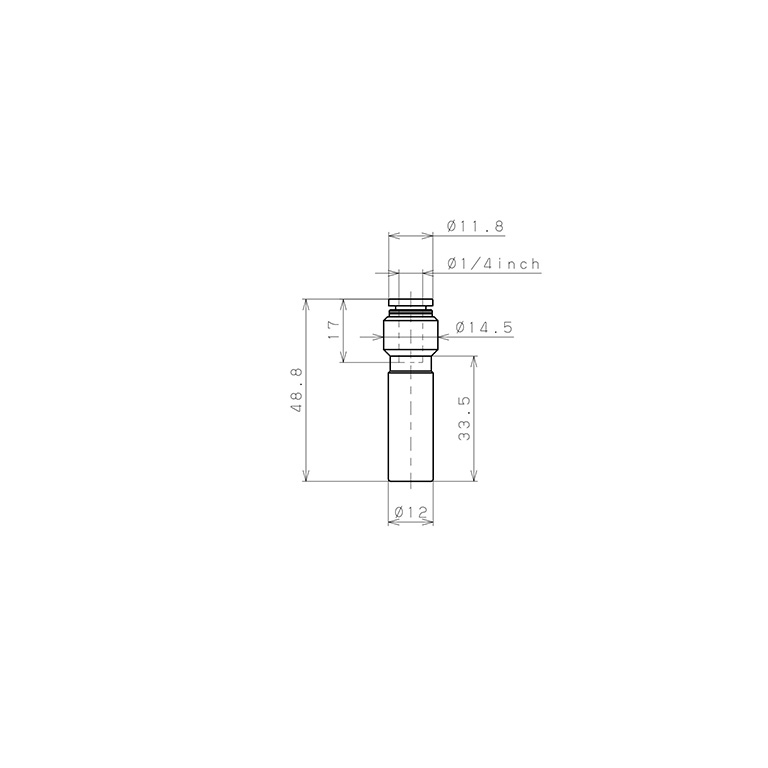 Bản vẽ kỹ thuật Đầu Nối Nhanh Khí Nén Giữa Ống Khí Và Fitting Dạng Nối Giảm Pisco PGJ12-1/4-UC
