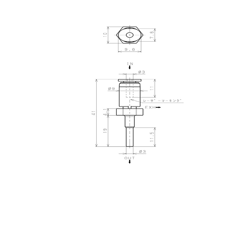 Bản vẽ kỹ thuật Van Xả Nhanh Khí Nén Pisco EQJ-3