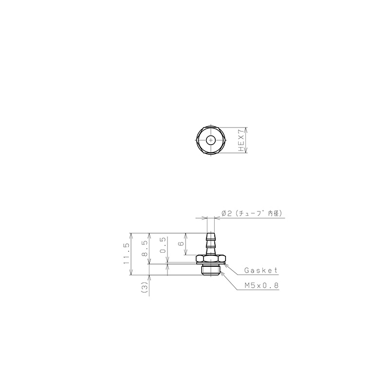 Bản vẽ kỹ thuật Đầu Ngạnh Nối Ống Dạng Thẳng Thân Lục Giác Ren Ngoài Pisco LC-0320-M5