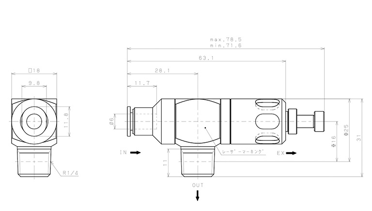 Bản vẽ kỹ thuật Van Xả Nhanh Khí Nén Pisco EQ02-C06P02E