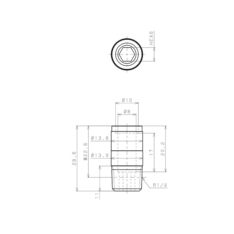 Bản vẽ kỹ thuật Đầu Nối Nhanh Khí Nén Dạng Thẳng Ren Ngoài Pisco KOC8-02-F