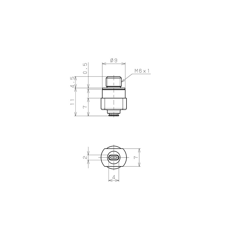 Bản vẽ kỹ thuật Bộ Nấm Hút Chân Không Hình Oval Bầu Dục Có Vít Ren, Nitrile,  O.D 2x4 mm, Pisco VP2x4EN-M6