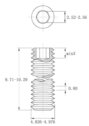 Bản vẽ kỹ thuật Vít Trí Đuôi Bằng Thép Mạ Kẽm 10.9 DIN913 M5x10