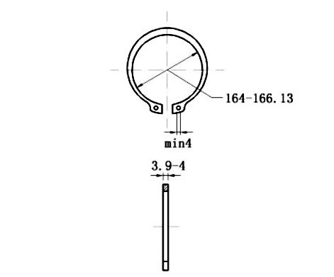 Bản vẽ kỹ thuật Phe Gài Trục Thép 65Mn DIN471 D175x4.0
