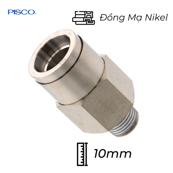 Đầu Nối Nhanh Khí Nén Thẳng Phi 10mm Ren Ngoài R1/8 Pisco KC10-01