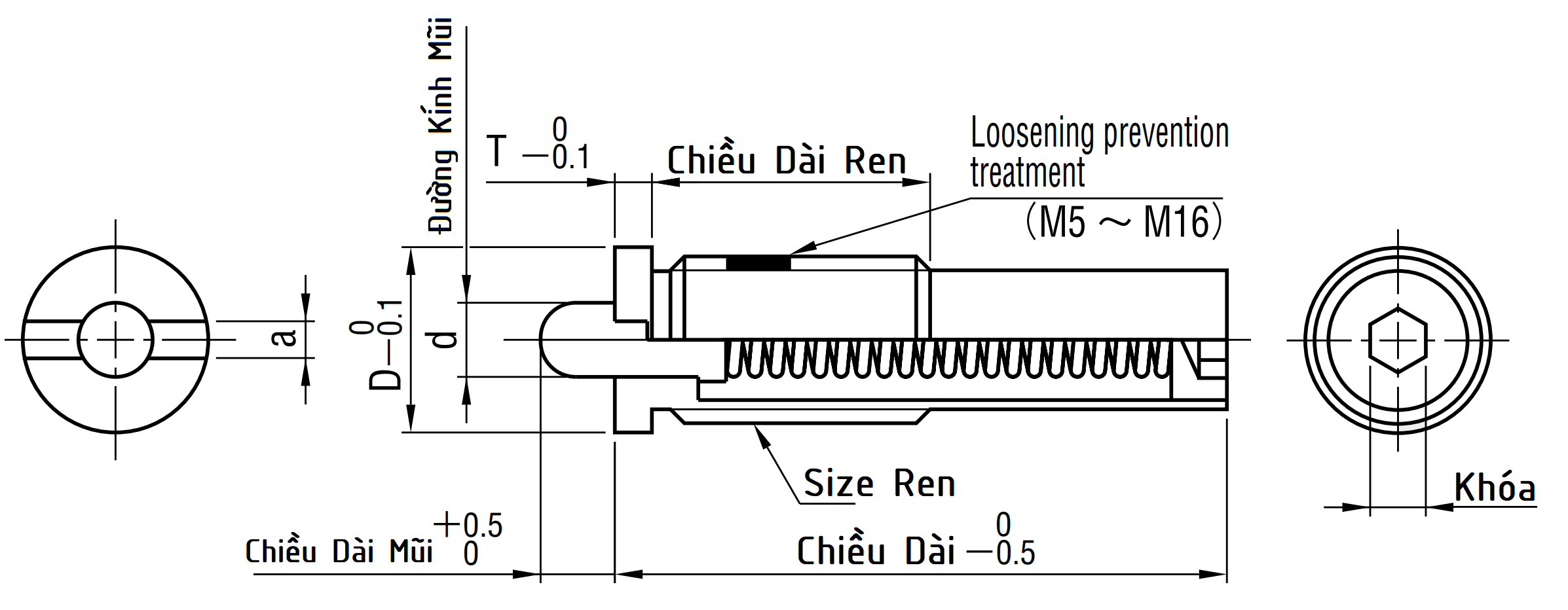 Bản vẽ kỹ thuật Spring Plungers With Flanges Light Load M16-S15 FPJL16-15