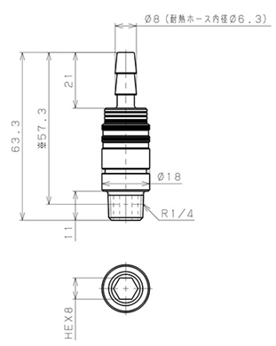 Bản vẽ kỹ thuật Bộ Đầu Ngạnh Nối Ống Dẫn Điều Khiển Nhiệt Độ Khuôn Đúc Dạng Thẳng Pisco AKC10-ID06B02