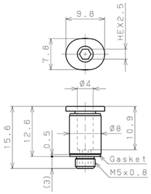 Bản vẽ kỹ thuật Đầu Nối Nhanh Khí Nén Dạng Thẳng Ren Ngoài Pisco POC4-M5M