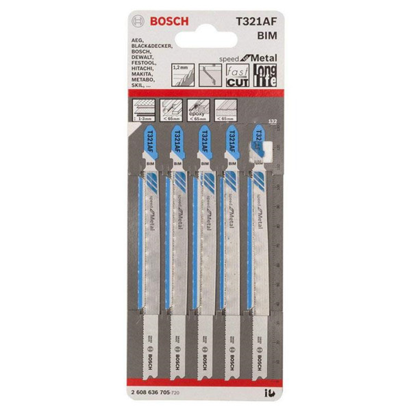 Lưỡi Cưa Lọng T 321 AF - Sắt (Bộ 5 Lưỡi) Bosch 2608636705