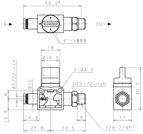 Bản vẽ kỹ thuật Van Tay Khí Nén Pisco HV5/32-N1U