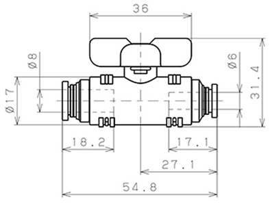 Bản vẽ kỹ thuật Van Bi Khí Nén Inox 304 Pisco BVG20-0806SUS
