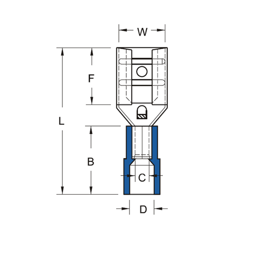 Bản vẽ kỹ thuật Đầu Cosse Ghim Cái Cách Điện 4-6mm KST FDNY5-375