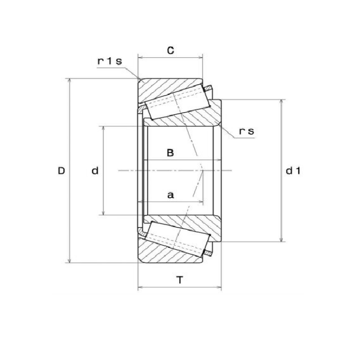 Bản vẽ kỹ thuật Vòng Bi Đũa Côn 1 Dãy 57.15x123.825x38.1 mm NTN 4T-555S/552A