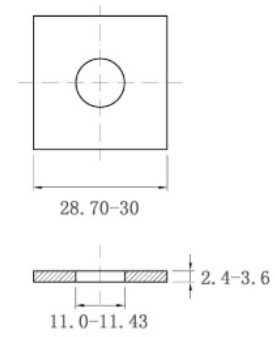 Bản vẽ kỹ thuật Lông Đền Vuông Inox 304 DIN436 M10