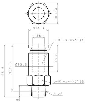 Bản vẽ kỹ thuật Van Khí Nén Một Chiều  Pisco CVC8-01A