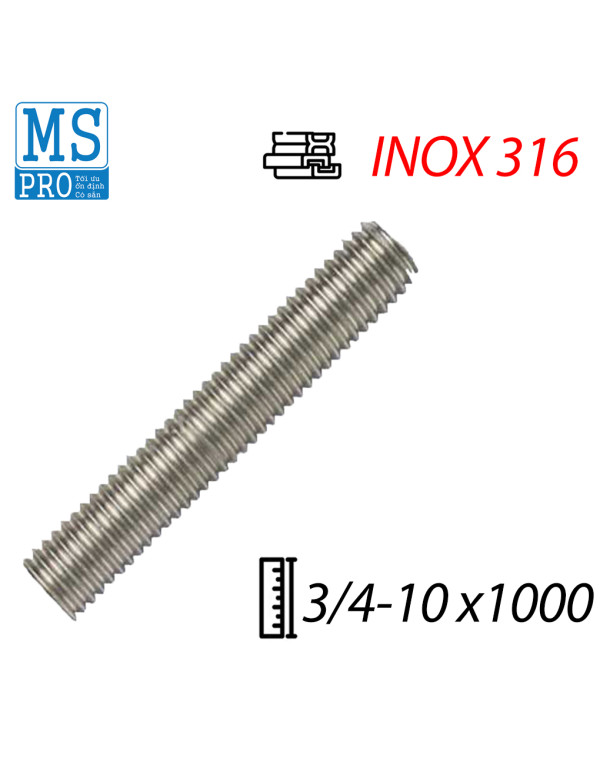 Ty Ren Inox 316 UNC 3/4-10 x 1000