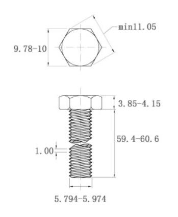 Bản vẽ kỹ thuật Bulong Inox 304 DIN933 M6x60