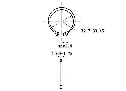 Bản vẽ kỹ thuật Phe Gài Trục Thép 65Mn DIN471 D36x1.75