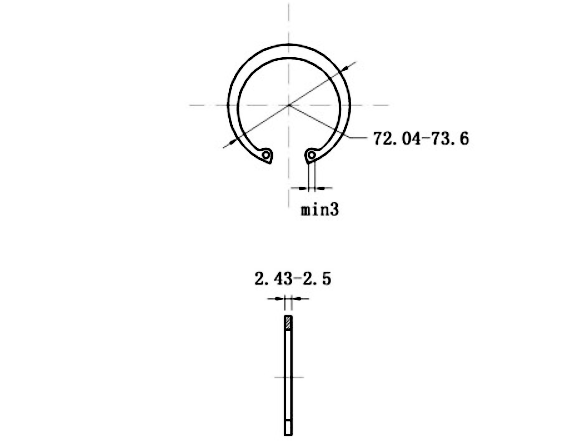 Bản vẽ kỹ thuật Phe Gài Lỗ Inox 420 DIN472 D68x2.5