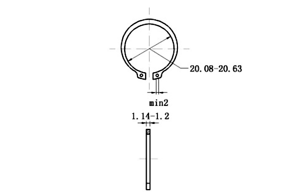 Bản vẽ kỹ thuật Phe Gài Trục Thép 65Mn DIN471 D22x1.2