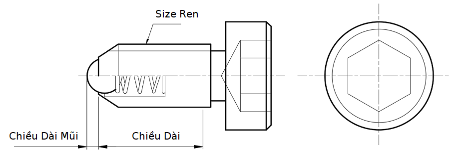 Bản vẽ kỹ thuật Vít Bi Nhún Thép BPCT4