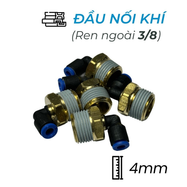 Đầu Nối Nhanh Khí Nén Cong Ø4mm - Ren Ngoài 3/8" CDC MPL 0403 (Màu Đen)