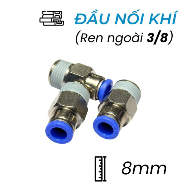 Đầu Nối Nhanh Khí Nén Tự Ngắt Ø8mm - Ren Ngoài 3/8" CDC SPC 0803