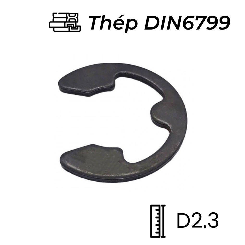 Phe Gài Trục Chữ E Thép DIN6799 D2.3 (10Cái/Bịch)