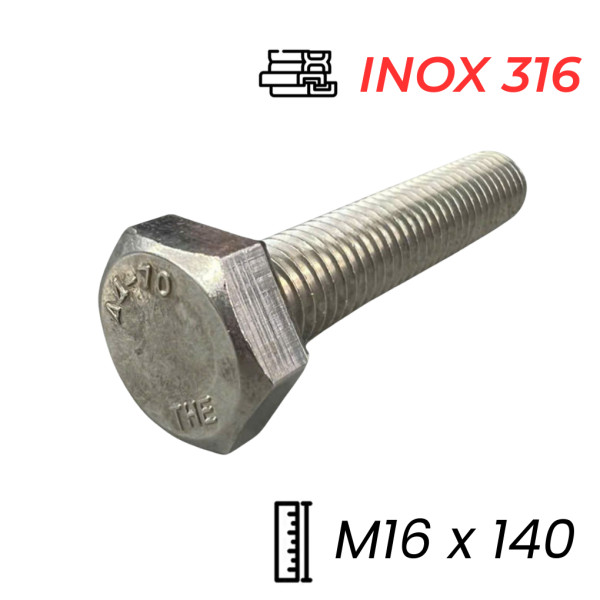 Bulong Inox 316 DIN933 M16x140
