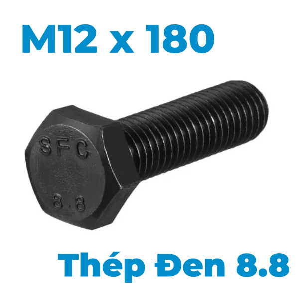 Bulong Thép Đen 8.8 DIN933 M12x180